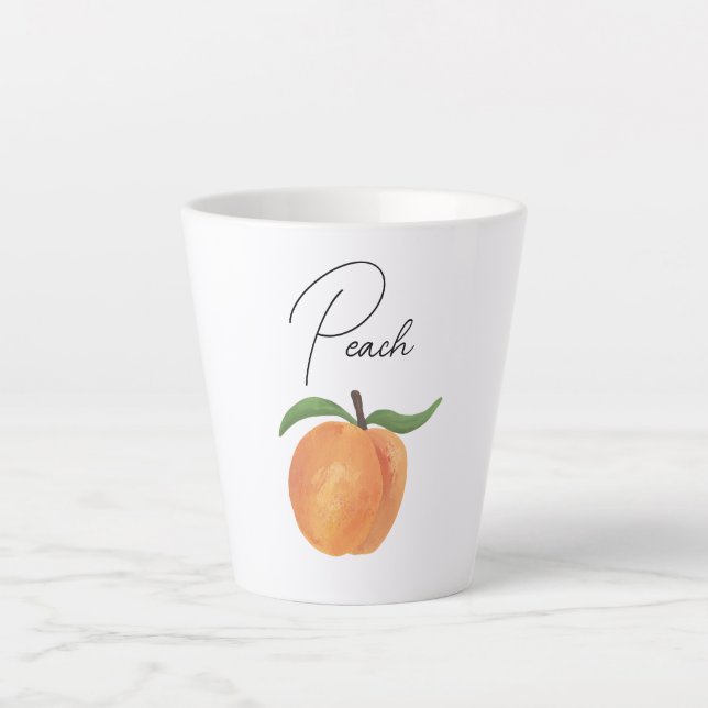 Cute Painted Peach Fruit Illustration  Latte Mug (Front)