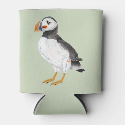 Cute painted puffin can cooler