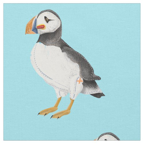 Cute painted puffin fabric