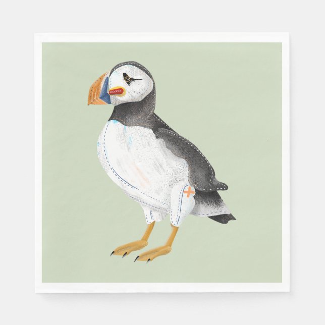 Cute painted puffin napkins (Front)
