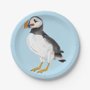 Cute painted puffin paper plates
