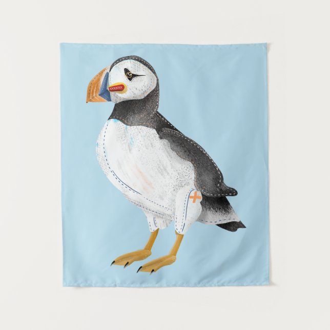 Cute painted puffin tapestry (Front)