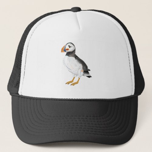 Cute painted puffin trucker hat