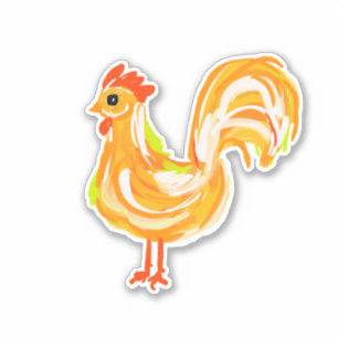 Cute painted rooster sticker