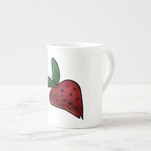 Cute Painted Strawberry Illustration Bone China Mug