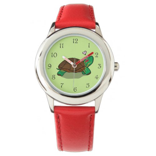 Cute Painted Turtle Red Watch