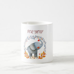 cute painted watercolor elephant coffee mug