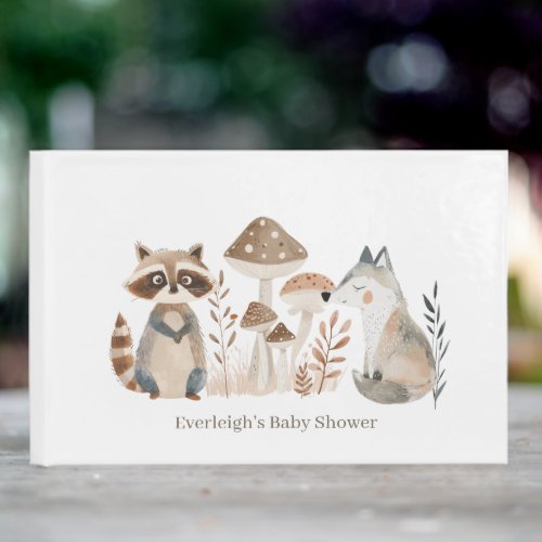 Cute Painted Woodland Animals Baby Shower Guest Book