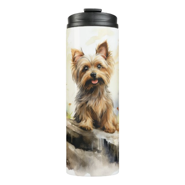 Cute Painted Yorkie Dog Thermal Tumbler (Front)