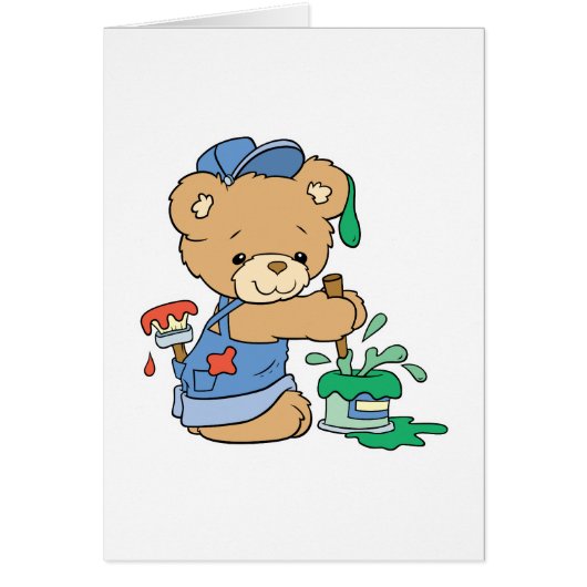 Cute Painter Bear Cards (Front)