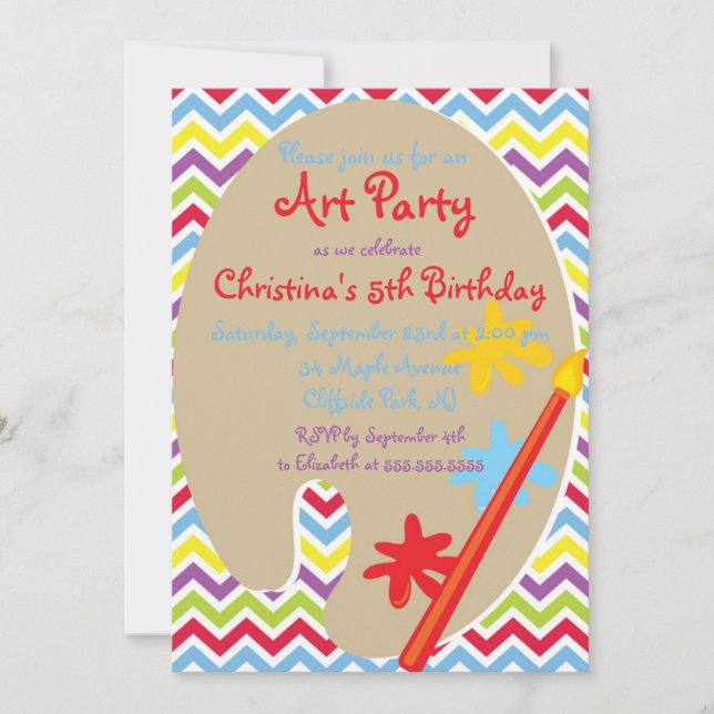 Cute Painting Art Party Birthday Invitations (Front)