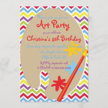 Cute Painting Art Party Birthday Invitations by alleventsinvitations at Zazzle