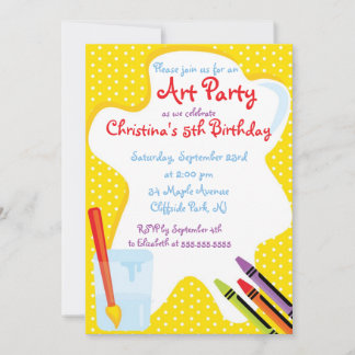 Cute Painting Art Party Birthday Invitations