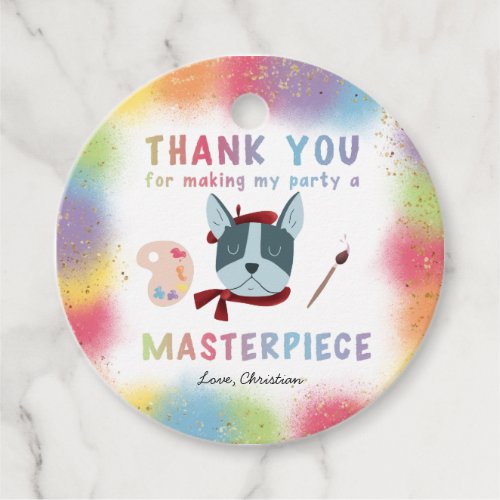 Cute Painting Art Party Dog Birthday Favor Tags