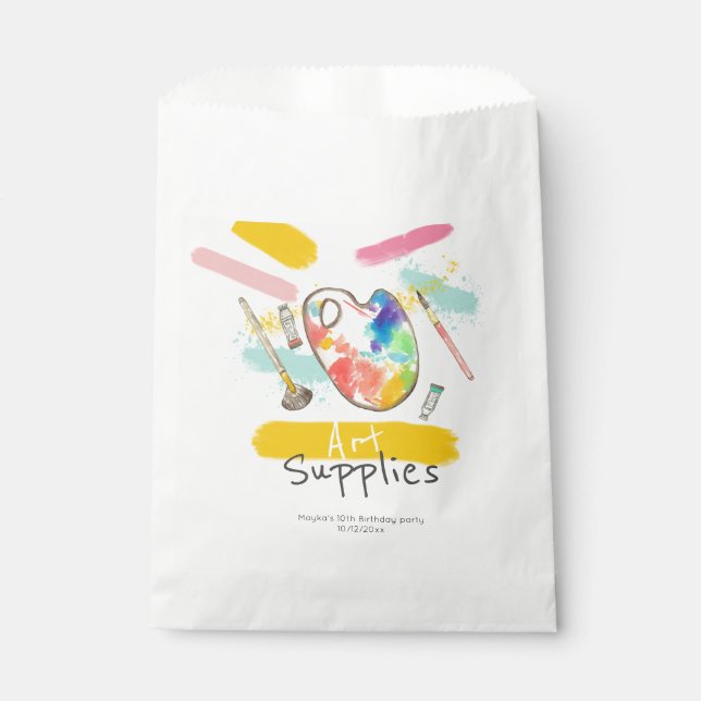 Cute painting art party kid birthday favor bags (Front)