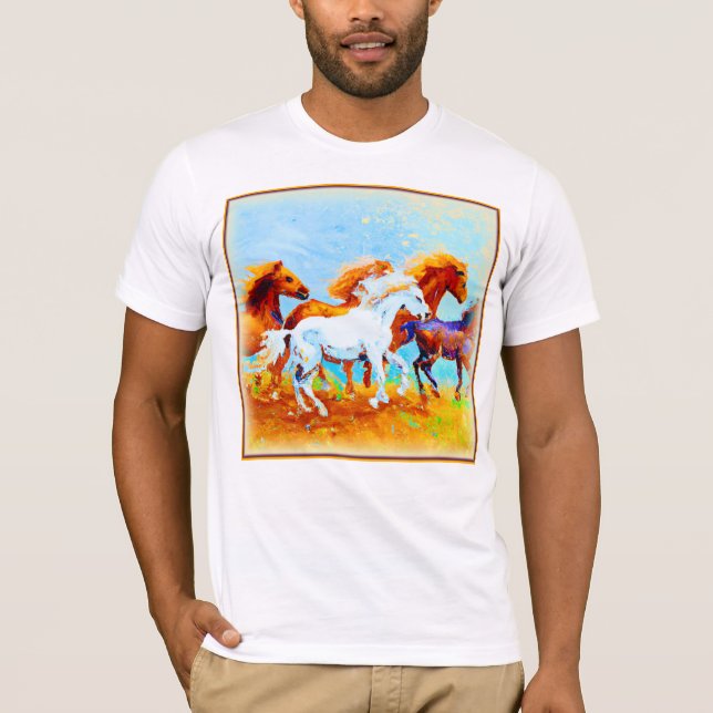 Cute Painting Of Running Horses. Buy Now T-Shirt (Front)