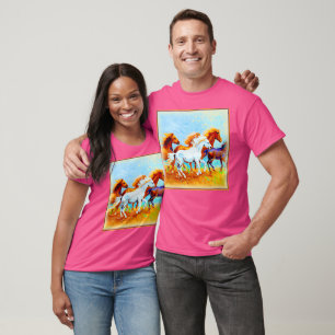 Cute Painting Of Running Horses. Buy Now T-Shirt