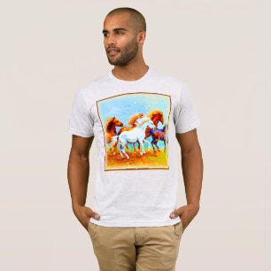 Cute Painting Of Running Horses. Buy Now T-Shirt