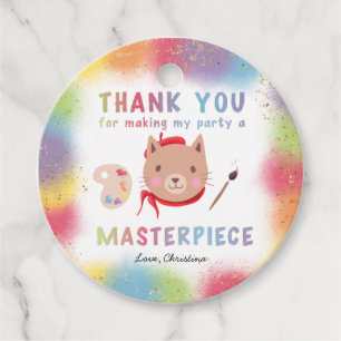 Cute Painting Party Kitty Cat Birthday Favor Tags