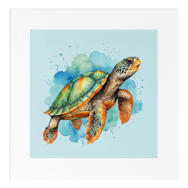Cute Painting Turtle Acrylic Print (Front)