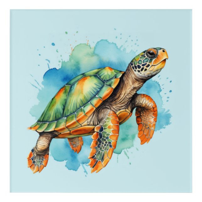Cute Painting Turtle Acrylic Print (Front)