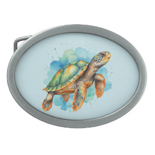 Cute Painting Turtle Belt Buckle