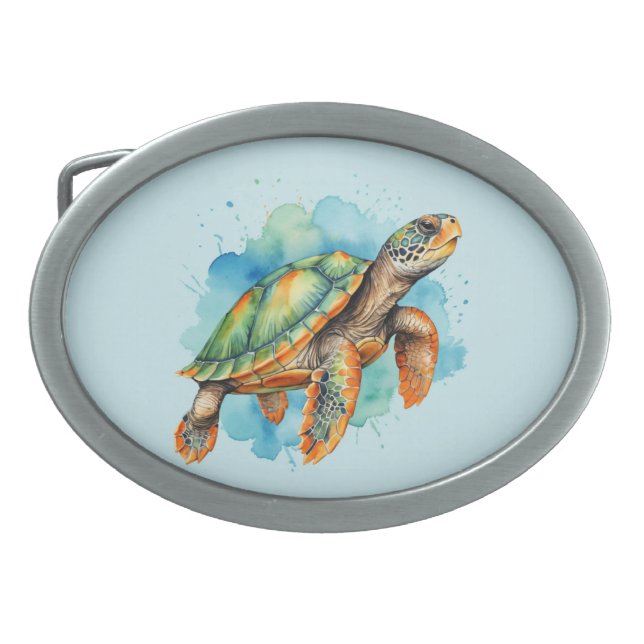 Cute Painting Turtle Belt Buckle (Front)