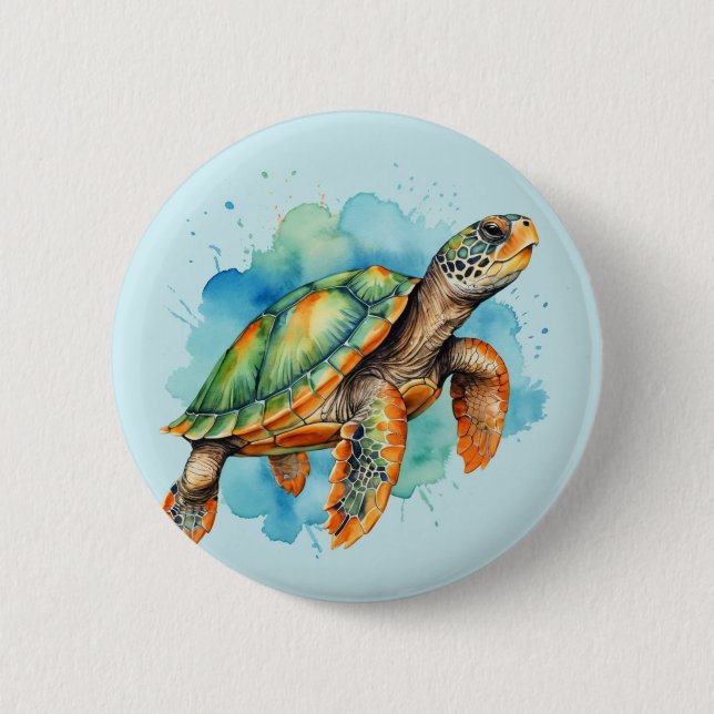 Cute Painting Turtle Button (Front)
