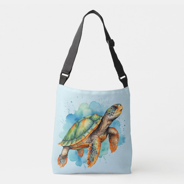Cute Painting Turtle Crossbody Bag (Front)