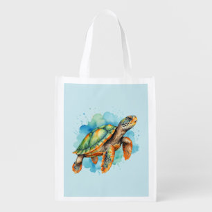 Cute Painting Turtle Grocery Bag