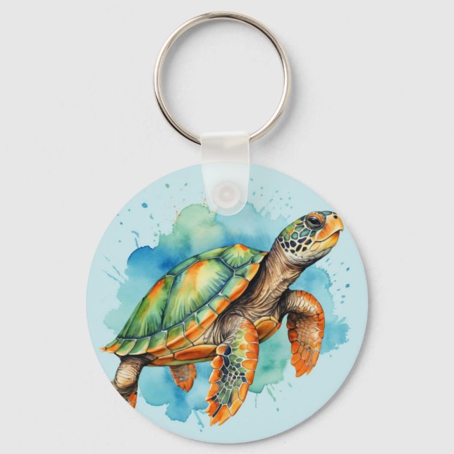 Cute Painting Turtle Keychain (Front)