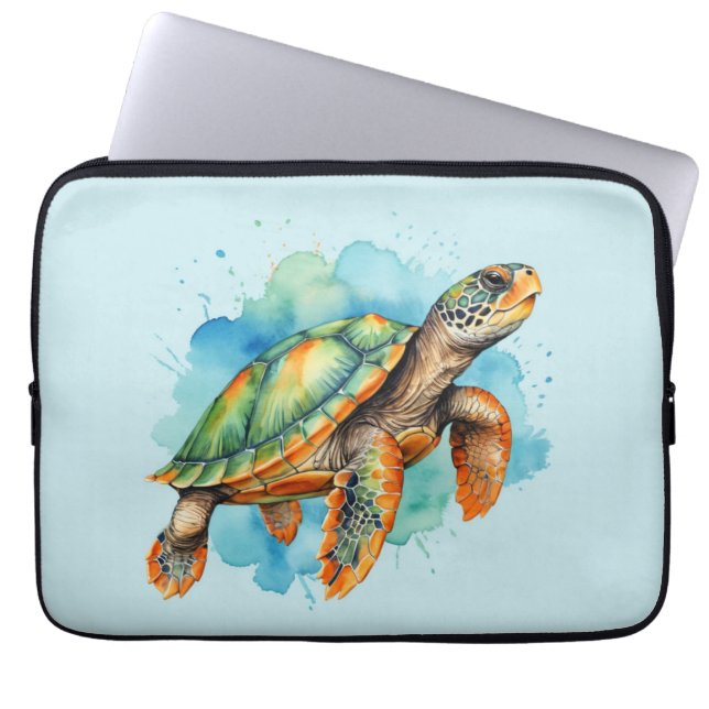 Cute Painting Turtle Laptop Sleeve (Front)