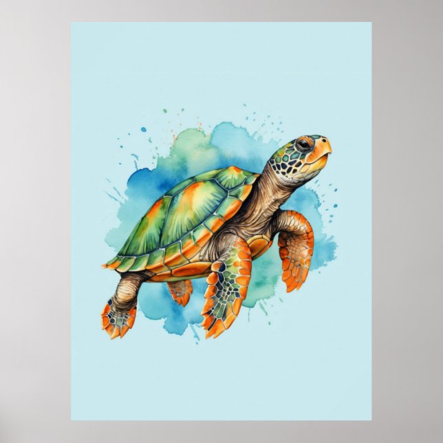 Cute Painting Turtle Poster (Front)