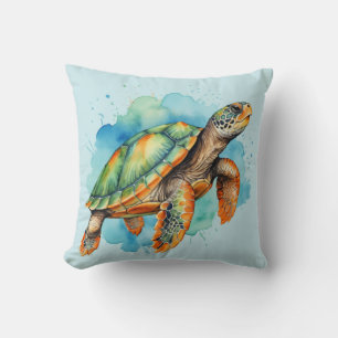 Cute Painting Turtle Throw Pillow
