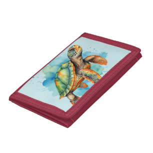 Cute Painting Turtle Tri-fold Wallet