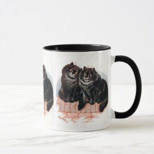 Cute Pair of Black Cats Painting by Louis Wain Mug