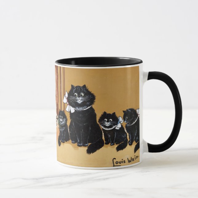 Cute Pair of Black Cats Painting by Louis Wain Mug (Right)
