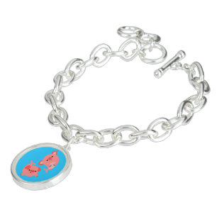 Cute Pair of Cartoon Merpigs Charm Bracelet