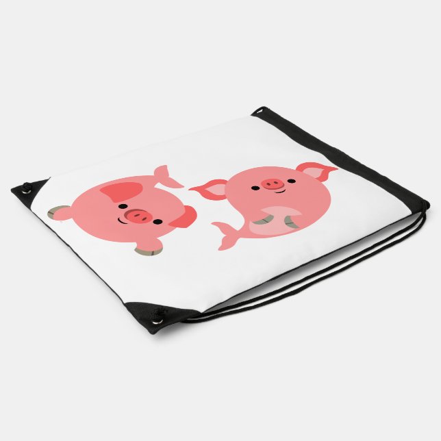Cute Pair of Cartoon Merpigs Draw String Backpack (Side)