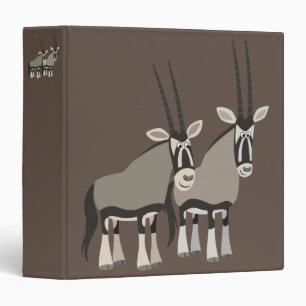 Cute Pair of Cartoon Oryxes 3 Ring Binder