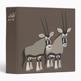 Cute Pair of Cartoon Oryxes 3 Ring Binder