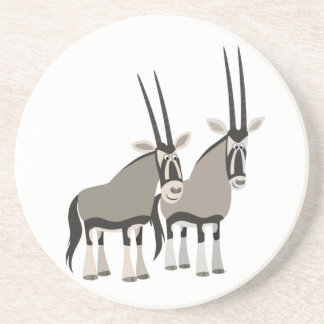 Cute Pair of Cartoon Oryxes Coaster