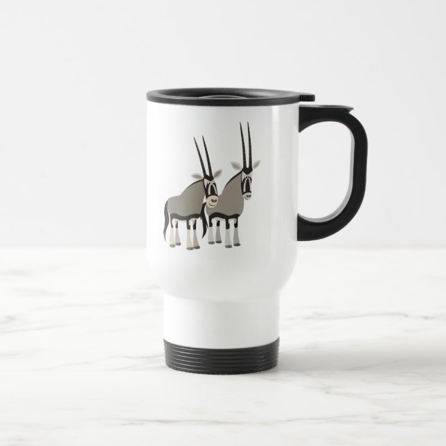 Cute Pair of Cartoon Oryxes Commuter Mug (Right)