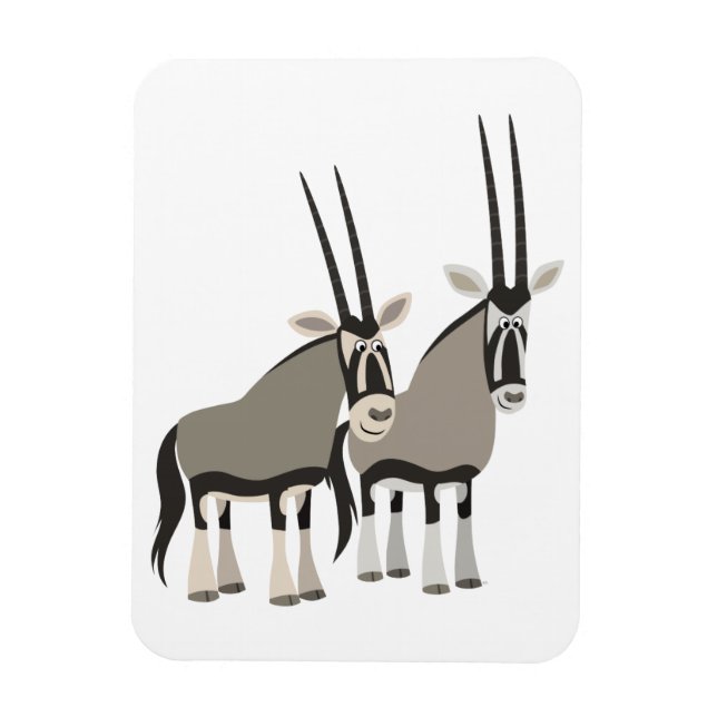 Cute Pair of Cartoon Oryxes Flexible Magnet (Vertical)