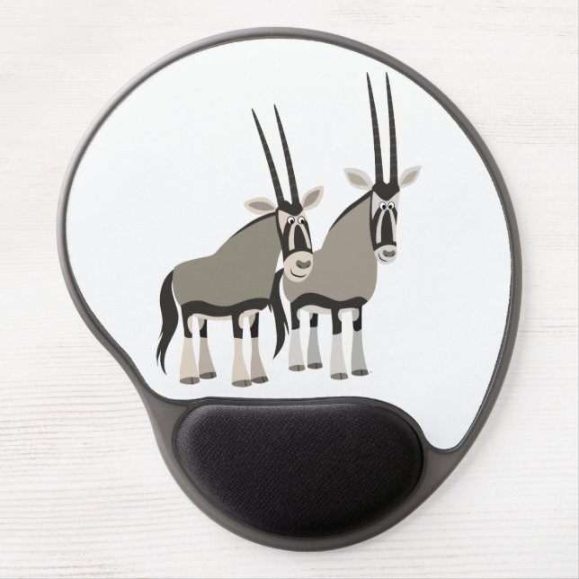 Cute Pair of Cartoon Oryxes Gel Mousepad (Front)