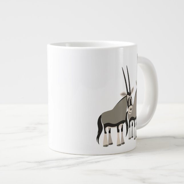 Cute Pair of Cartoon Oryxes Jumbo Mug (Front Right)