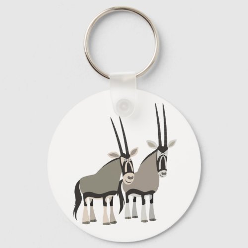 Cute Pair of Cartoon Oryxes Keychain