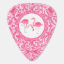 Cute Pair Of Hot Pink Flamingos With Swirls Guitar Pick