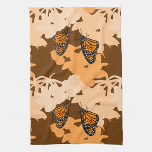 Cute Pair of Monarch Butterflies Orange Kitchen Towel