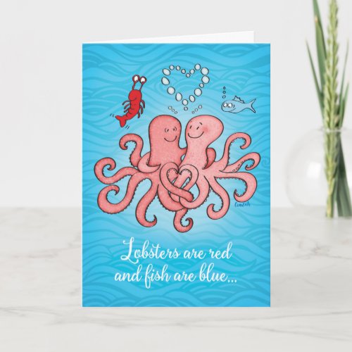 Cute Pair of Octopuses Octopi Valentines Day Holiday Card